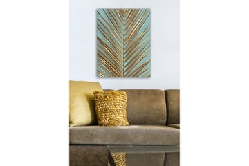 Lerretsbilde - Abstrakt komposisjon av blader med gylne linjer - Gull / Turkis - Interiør - Maleri & posters - Lerretsbilder