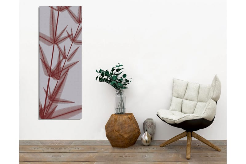 Lerretsbilde - Abstrakt komposisjon av stiliserte planteformer i rød fargetone - Rød / Grå - Interiør - Maleri & posters - Lerretsbilder
