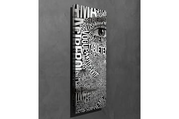 Lerretsbilde - Abstrakt komposisjon av tekst og øyemotiv - Svart / Hvit - Interiør - Maleri & posters - Lerretsbilder