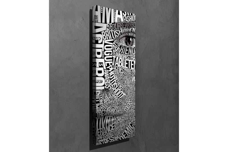 Lerretsbilde - Abstrakt komposisjon av tekst og øyemotiv - Svart / Hvit - Interiør - Maleri & posters - Lerretsbilder