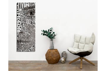Lerretsbilde - Abstrakt komposisjon av tekst og øyemotiv - Svart / Hvit - Interiør - Maleri & posters - Lerretsbilder