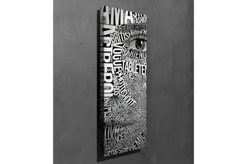 Lerretsbilde - Abstrakt komposisjon av tekst og øyemotiv - Svart / Hvit - Interiør - Maleri & posters - Lerretsbilder