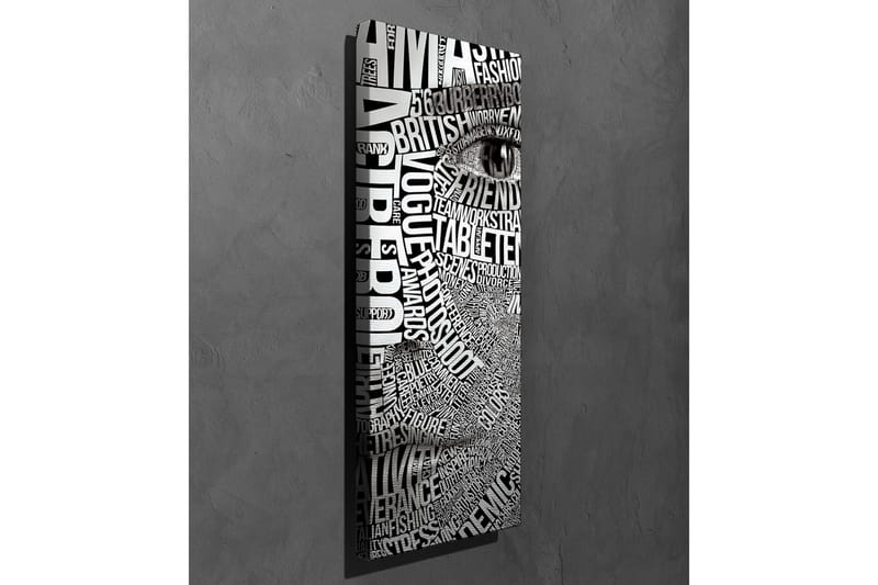 Lerretsbilde - Abstrakt komposisjon av tekst og øyemotiv - Svart / Hvit - Interiør - Maleri & posters - Lerretsbilder