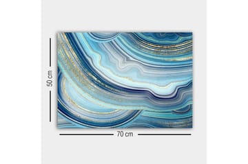Lerretsbilde - Abstrakt komposisjon med bølgete linjer i blå nyanser - Blå / Turkis / Gull - Interiør - Maleri & posters - Lerretsbilder