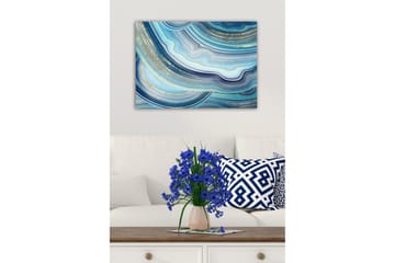 Lerretsbilde - Abstrakt komposisjon med bølgete linjer i blå nyanser - Blå / Turkis / Gull - Interiør - Maleri & posters - Lerretsbilder