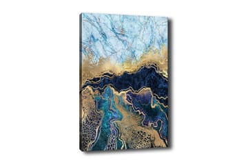 Lerretsbilde - Abstrakt komposisjon med blå og gylne fargetoner - Blå / Gull / Mørk blå - Interiør - Maleri & posters - Lerretsbilder