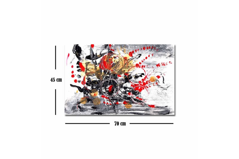 Lerretsbilde - Abstrakt komposisjon med blomster og dynamiske linjer - Rød / Svart / Gull - Interiør - Maleri & posters - Lerretsbilder