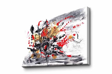 Lerretsbilde - Abstrakt komposisjon med blomster og dynamiske linjer - Rød / Svart / Gull - Interiør - Maleri & posters - Lerretsbilder
