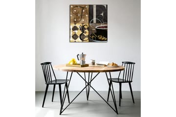 Lerretsbilde - Abstrakt komposisjon med bokstaver og en kaffekopp - Brun / Svart / Gull - Interiør - Maleri & posters - Lerretsbilder
