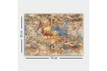 Lerretsbilde - Abstrakt komposisjon med dekorative mønstre og teksturer - Beige / Blå / Rød - Interiør - Maleri & posters - Lerretsbilder