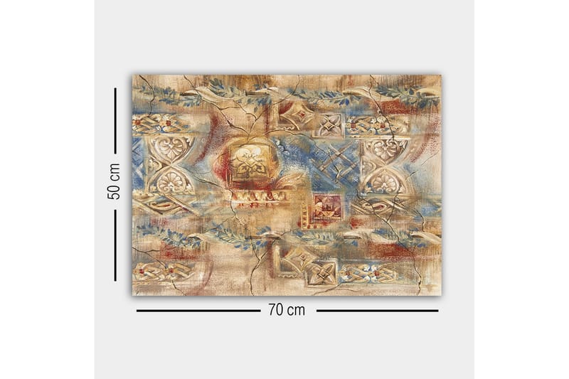 Lerretsbilde - Abstrakt komposisjon med dekorative mønstre og teksturer - Beige / Blå / Rød - Interiør - Maleri & posters - Lerretsbilder