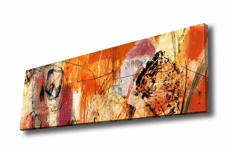 Lerretsbilde - Abstrakt komposisjon med energiske farger og former, Oransje / Rød / Lilla