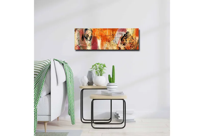 Lerretsbilde - Abstrakt komposisjon med energiske farger og former - Oransje / Rød / Lilla - Interiør - Maleri & posters - Lerretsbilder