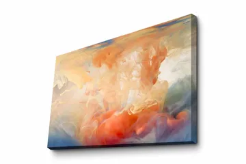 Lerretsbilde - Abstrakt komposisjon med fargede dønninger - Oransje / Blå / Beige - Interiør - Maleri & posters - Lerretsbilder