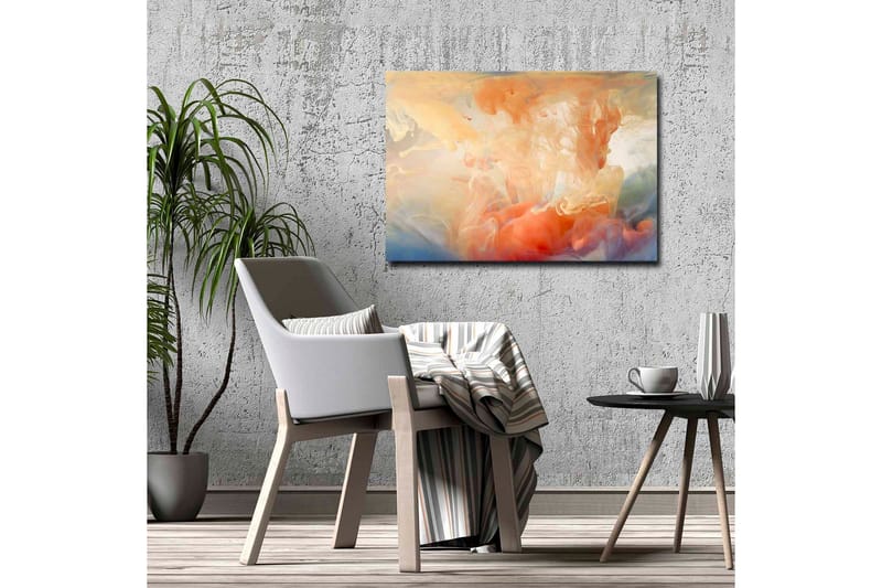 Lerretsbilde - Abstrakt komposisjon med fargede dønninger - Oransje / Blå / Beige - Interiør - Maleri & posters - Lerretsbilder