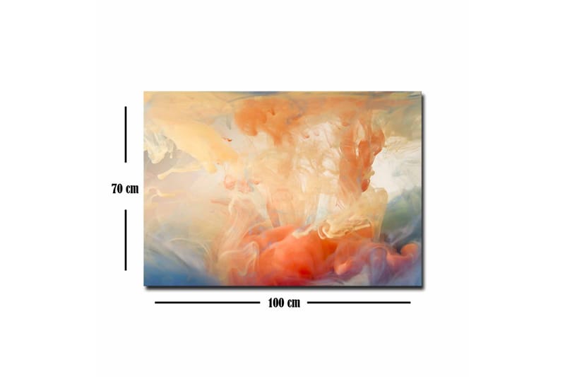 Lerretsbilde - Abstrakt komposisjon med fargede dønninger - Oransje / Blå / Beige - Interiør - Maleri & posters - Lerretsbilder