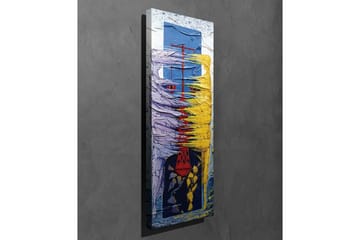 Lerretsbilde - Abstrakt komposisjon med fargerike former og linjer - Lilla / Gul / Blå - Interiør - Maleri & posters - Lerretsbilder