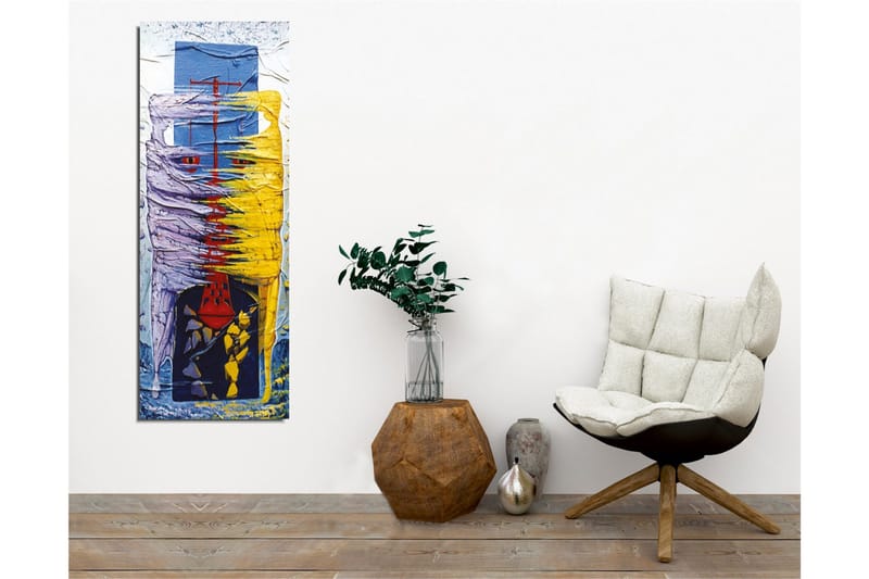 Lerretsbilde - Abstrakt komposisjon med fargerike former og linjer - Lilla / Gul / Blå - Interiør - Maleri & posters - Lerretsbilder