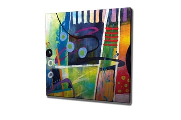 Lerretsbilde - Abstrakt komposisjon med fargerike geometriske former - Blå / Grønn / Rød - Interiør - Maleri & posters - Lerretsbilder