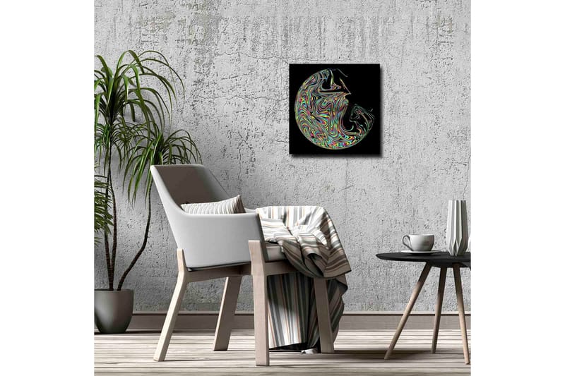 Lerretsbilde - Abstrakt komposisjon med fargerike husker - Lilla / Grønn / Gul - Interiør - Maleri & posters - Lerretsbilder