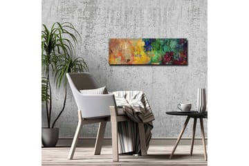 Lerretsbilde - Abstrakt komposisjon med fargerike mønstre og teksturer - Grønn / Gul / Rød - Interiør - Maleri & posters - Lerretsbilder