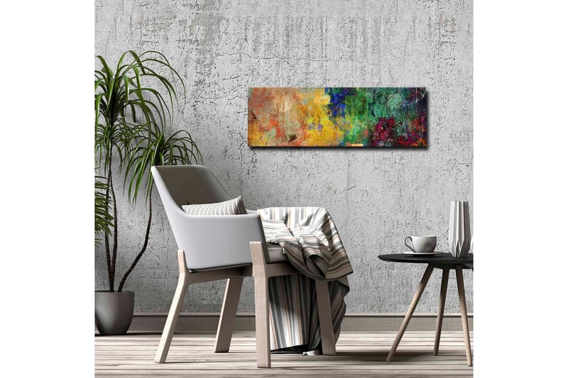 Lerretsbilde - Abstrakt komposisjon med fargerike mønstre og teksturer - Grønn / Gul / Rød - Interiør - Maleri & posters - Lerretsbilder