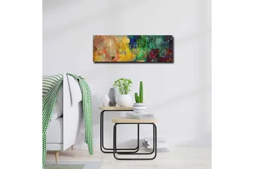 Lerretsbilde - Abstrakt komposisjon med fargerike mønstre og teksturer - Grønn / Gul / Rød - Interiør - Maleri & posters - Lerretsbilder