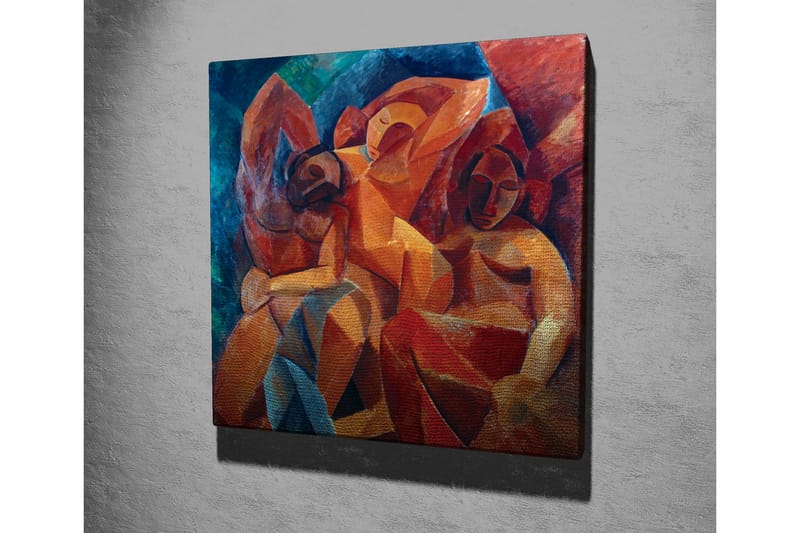 Lerretsbilde - Abstrakt komposisjon med figurer i samspill - Rød / Oransje / Blå - Interiør - Maleri & posters - Lerretsbilder