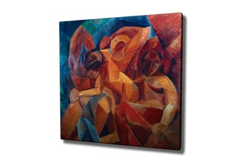 Lerretsbilde - Abstrakt komposisjon med figurer i samspill - Rød / Oransje / Blå - Interiør - Maleri & posters - Lerretsbilder