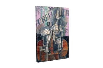 Lerretsbilde - Abstrakt komposisjon med flasker og geometriske former - Grå / Brun / Rosa - Interiør - Maleri & posters - Lerretsbilder