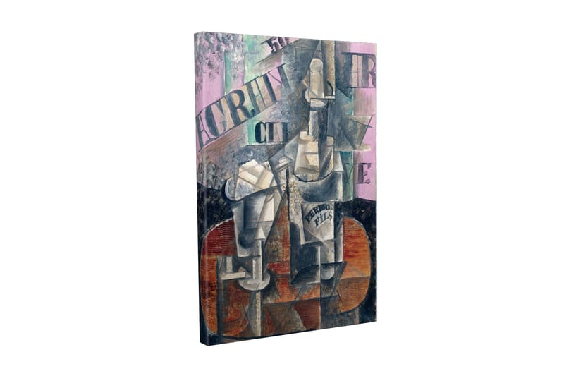 Lerretsbilde - Abstrakt komposisjon med flasker og geometriske former - Grå / Brun / Rosa - Interiør - Maleri & posters - Lerretsbilder