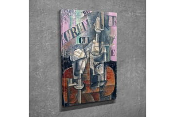 Lerretsbilde - Abstrakt komposisjon med flasker og geometriske former - Grå / Brun / Rosa - Interiør - Maleri & posters - Lerretsbilder