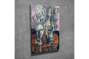 Lerretsbilde - Abstrakt komposisjon med flasker og geometriske former - Grå / Brun / Rosa - Interiør - Maleri & posters - Lerretsbilder