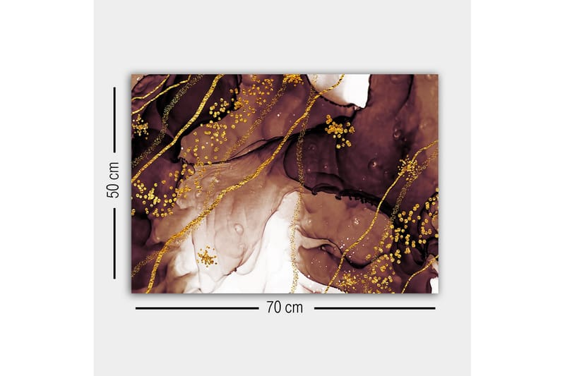 Lerretsbilde - Abstrakt komposisjon med flytende brune og gylne former - Mørk brun / Gull / Lys beige - Interiør - Maleri & posters - Lerretsbilder