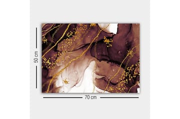 Lerretsbilde - Abstrakt komposisjon med flytende brune og gylne former - Mørk brun / Gull / Lys beige - Interiør - Maleri & posters - Lerretsbilder