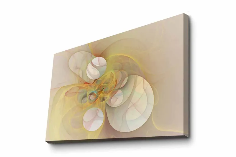 Lerretsbilde - Abstrakt komposisjon med flytende former i myke nyanser, Lys gul / Beige / Lys rosa
