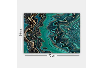 Lerretsbilde - Abstrakt komposisjon med flytende mønstre i grønne nyanser - Mørkegrønn / Turkis / Gull - Interiør - Maleri & posters - Lerretsbilder