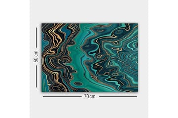 Lerretsbilde - Abstrakt komposisjon med flytende mønstre i grønne nyanser - Mørkegrønn / Turkis / Gull - Interiør - Maleri & posters - Lerretsbilder