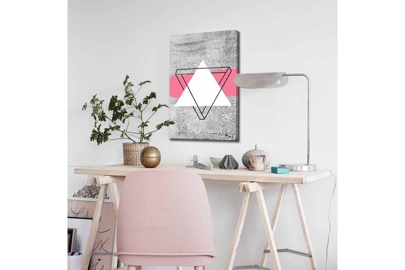 Lerretsbilde - Abstrakt komposisjon med geometriske former - Grå / Hvit / Rosa - Interiør - Maleri & posters - Lerretsbilder