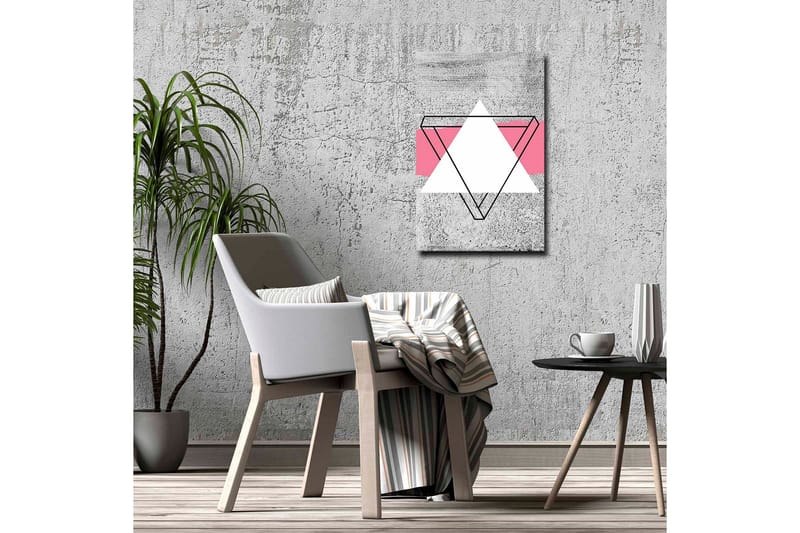 Lerretsbilde - Abstrakt komposisjon med geometriske former - Grå / Hvit / Rosa - Interiør - Maleri & posters - Lerretsbilder