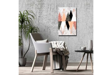 Lerretsbilde - Abstrakt komposisjon med geometriske former i kontrastfarger - Svart / Rosa / Beige - Interiør - Maleri & posters - Lerretsbilder