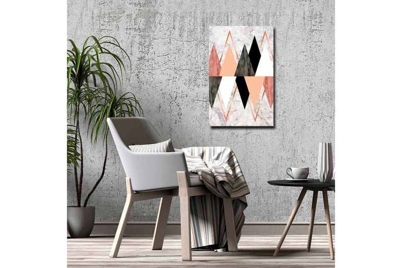 Lerretsbilde - Abstrakt komposisjon med geometriske former i kontrastfarger - Svart / Rosa / Beige - Interiør - Maleri & posters - Lerretsbilder