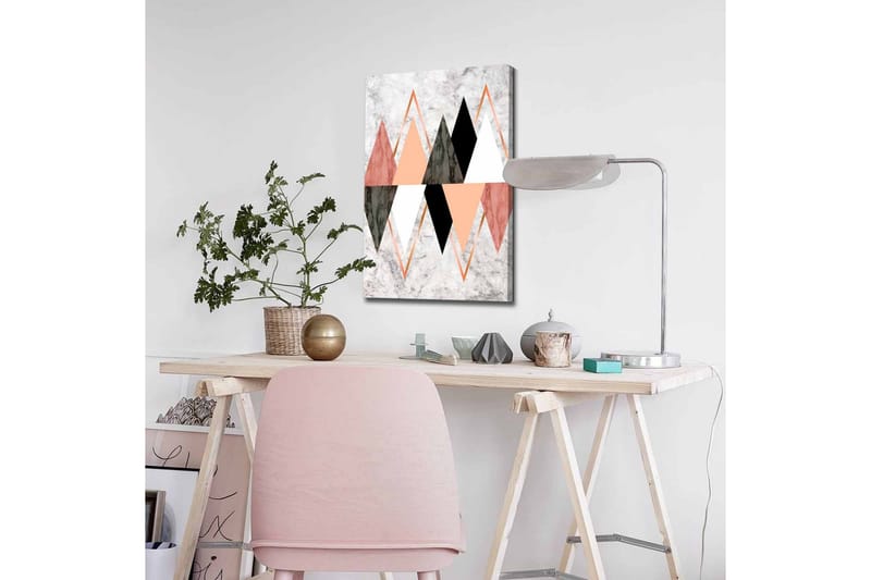 Lerretsbilde - Abstrakt komposisjon med geometriske former i kontrastfarger - Svart / Rosa / Beige - Interiør - Maleri & posters - Lerretsbilder
