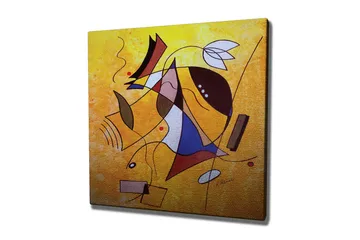 Lerretsbilde - Abstrakt komposisjon med geometriske former og dynamiske linjer - Gul / Blå / Rød - Interiør - Maleri & posters - Lerretsbilder