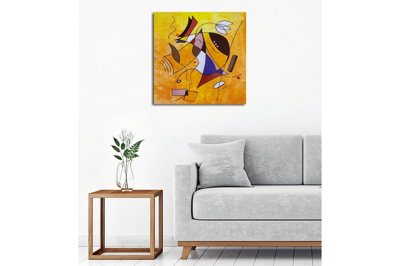 Lerretsbilde - Abstrakt komposisjon med geometriske former og dynamiske linjer - Gul / Blå / Rød - Interiør - Maleri & posters - Lerretsbilder
