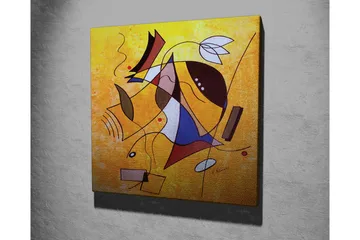 Lerretsbilde - Abstrakt komposisjon med geometriske former og dynamiske linjer - Gul / Blå / Rød - Interiør - Maleri & posters - Lerretsbilder