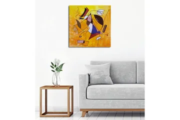 Lerretsbilde - Abstrakt komposisjon med geometriske former og dynamiske linjer - Gul / Blå / Rød - Interiør - Maleri & posters - Lerretsbilder