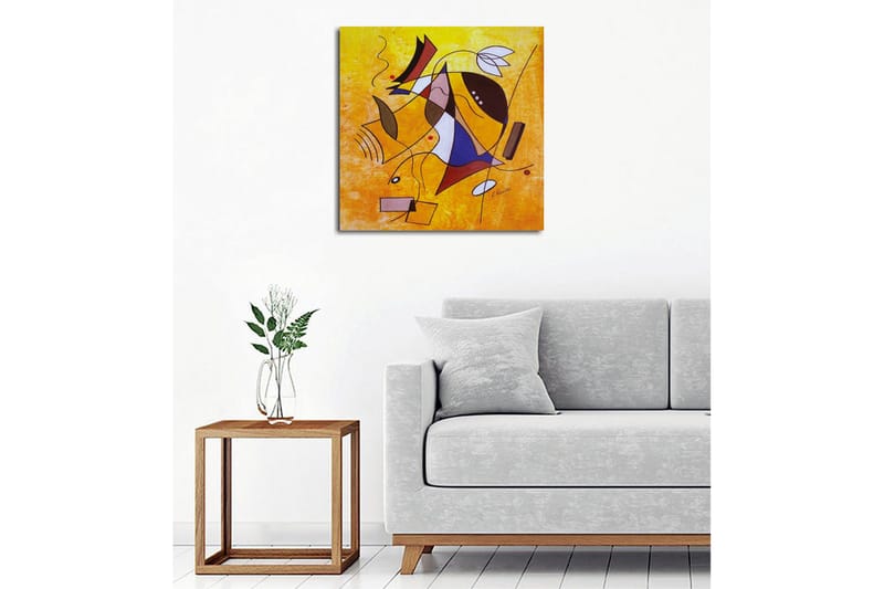 Lerretsbilde - Abstrakt komposisjon med geometriske former og dynamiske linjer - Gul / Blå / Rød - Interiør - Maleri & posters - Lerretsbilder