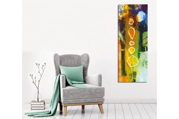 Lerretsbilde - Abstrakt komposisjon med geometriske former og fargerike elementer - Grønn / Oransje / Blå - Interiør - Maleri & posters - Lerretsbilder