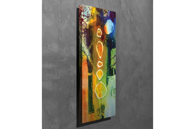 Lerretsbilde - Abstrakt komposisjon med geometriske former og fargerike elementer - Grønn / Oransje / Blå - Interiør - Maleri & posters - Lerretsbilder